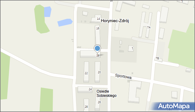 Horyniec-Zdrój, Króla Jana III Sobieskiego, 18, mapa Horyniec-Zdrój