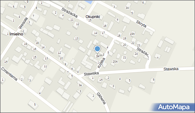 Imielno, Krótka, 3A, mapa Imielno