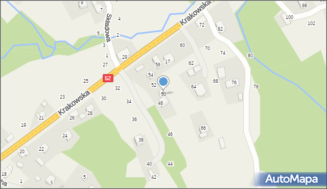 Izdebnik, Krakowska, 50, mapa Izdebnik