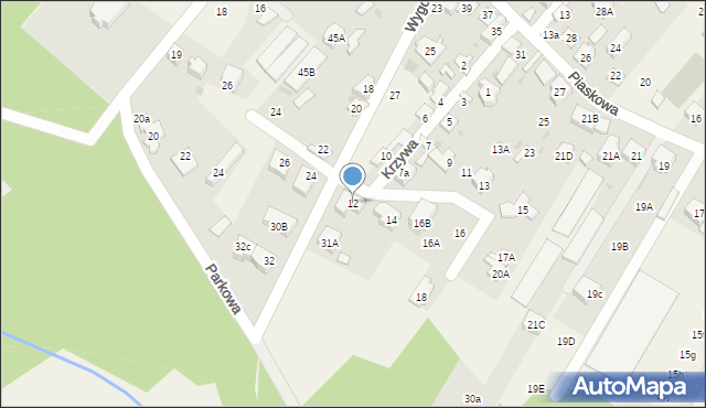 Jabłonna, Krzywa, 12, mapa Jabłonna