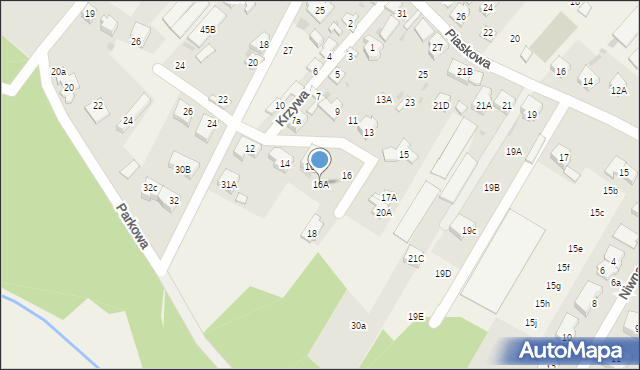 Jabłonna, Krzywa, 16A, mapa Jabłonna