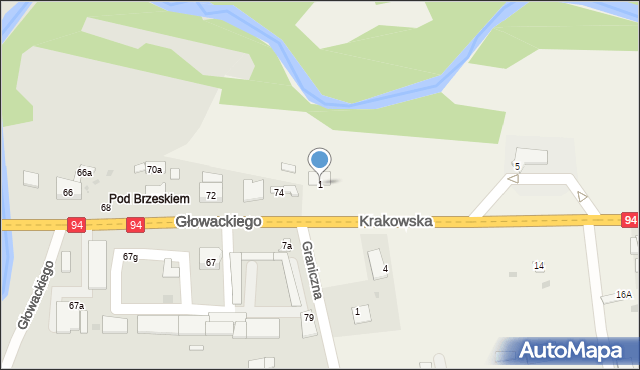 Jadowniki, Krakowska, 1, mapa Jadowniki