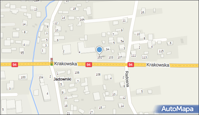 Jadowniki, Krakowska, 101, mapa Jadowniki