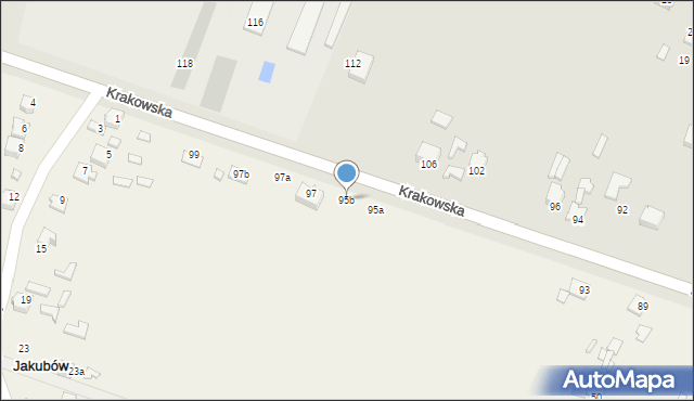 Jakubów, Krakowska, 95b, mapa Jakubów