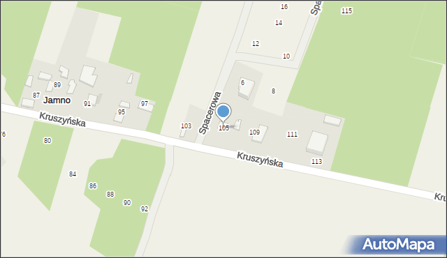 Jamno, Kruszyńska, 105, mapa Jamno