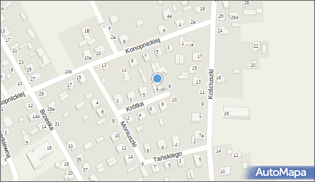 Janów Podlaski, Krótka, 7, mapa Janów Podlaski