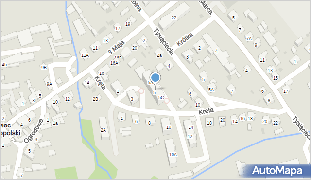 Janowiec Wielkopolski, Kręta, 5B, mapa Janowiec Wielkopolski