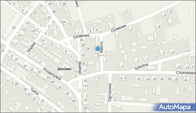 Janowo, Krótka, 1, mapa Janowo