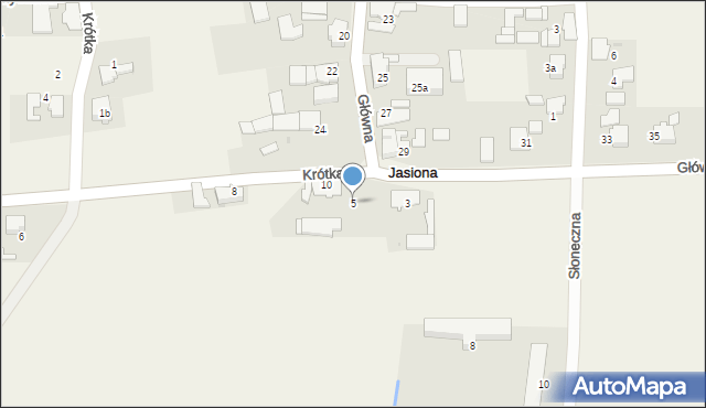 Jasiona, Krótka, 5, mapa Jasiona