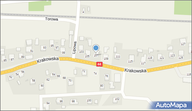 Jaśkowice, Krakowska, 107, mapa Jaśkowice