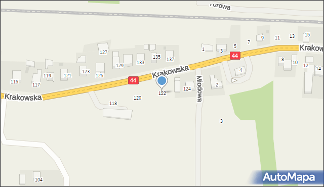 Jaśkowice, Krakowska, 122, mapa Jaśkowice