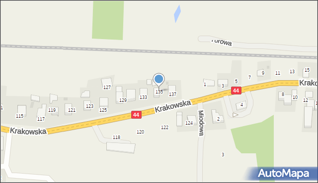 Jaśkowice, Krakowska, 135, mapa Jaśkowice