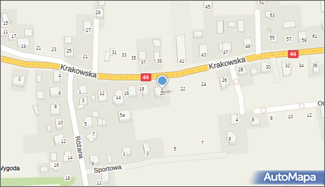 Jaśkowice, Krakowska, 20, mapa Jaśkowice