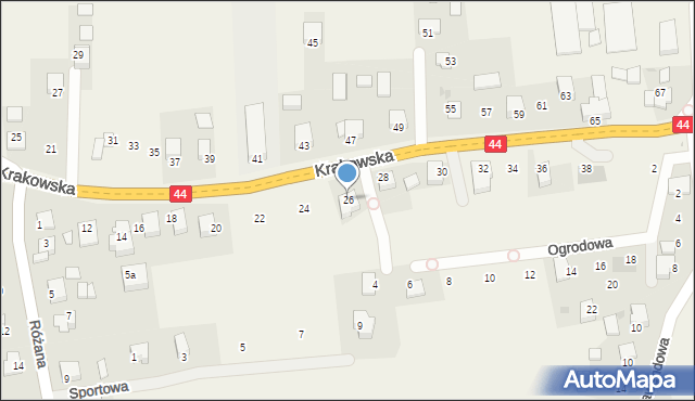 Jaśkowice, Krakowska, 26, mapa Jaśkowice