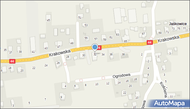 Jaśkowice, Krakowska, 32, mapa Jaśkowice