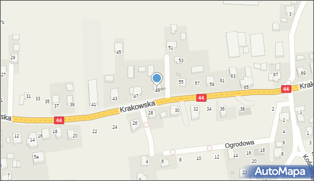 Jaśkowice, Krakowska, 49, mapa Jaśkowice