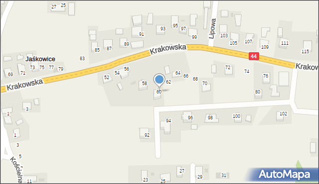 Jaśkowice, Krakowska, 60, mapa Jaśkowice