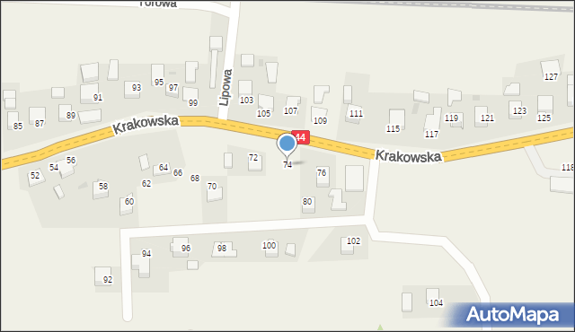 Jaśkowice, Krakowska, 74, mapa Jaśkowice