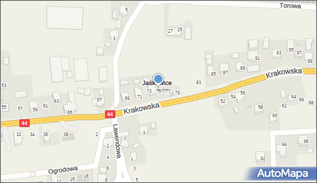 Jaśkowice, Krakowska, 75, mapa Jaśkowice