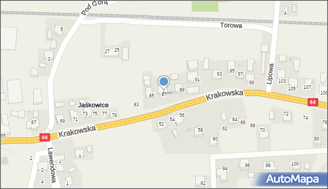 Jaśkowice, Krakowska, 87, mapa Jaśkowice