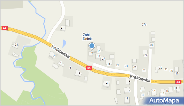 Jaśkowice, Krakowska, 9, mapa Jaśkowice