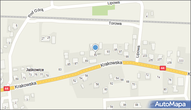 Jaśkowice, Krakowska, 91, mapa Jaśkowice