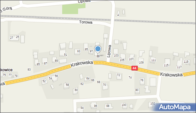 Jaśkowice, Krakowska, 99, mapa Jaśkowice