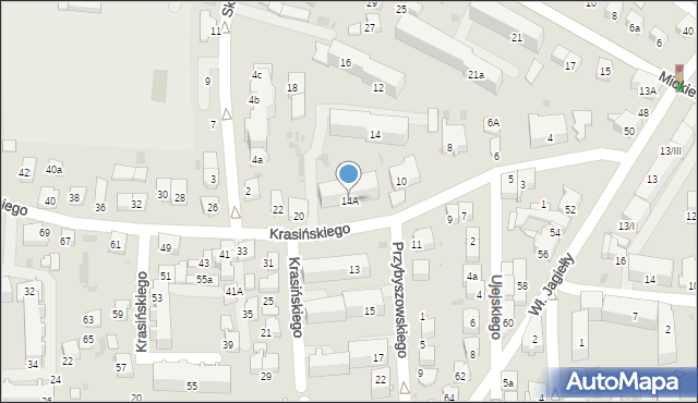 Jasło, Krasińskiego Zygmunta, 14A, mapa Jasła