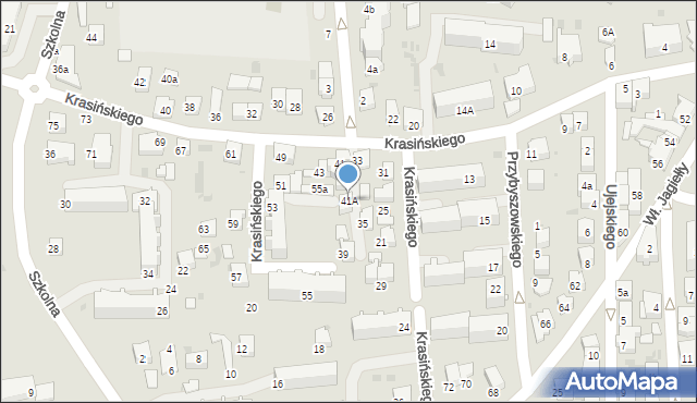 Jasło, Krasińskiego Zygmunta, 41A, mapa Jasła