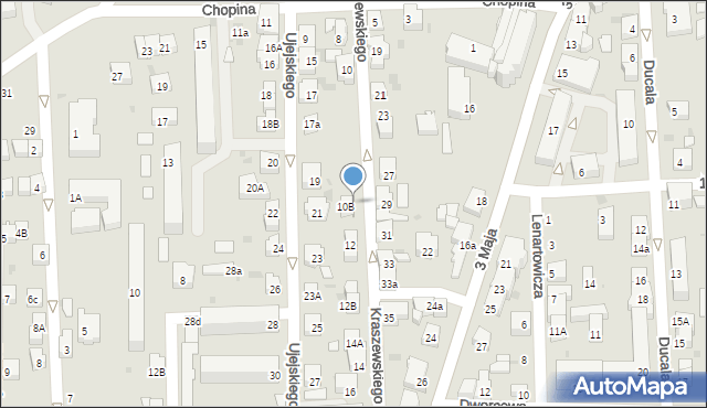 Jasło, Kraszewskiego Józefa Ignacego, 10a, mapa Jasła