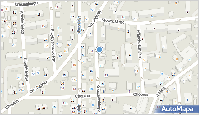 Jasło, Kraszewskiego Józefa Ignacego, 9a, mapa Jasła