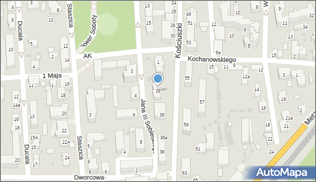 Jasło, Króla Jana III Sobieskiego, 19, mapa Jasła