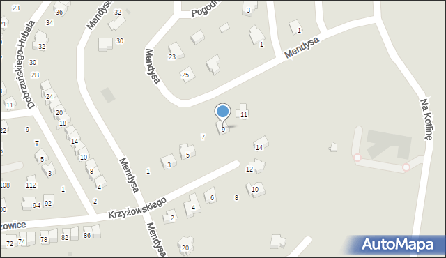 Jasło, Krzyżowskiego Józefa, 9, mapa Jasła