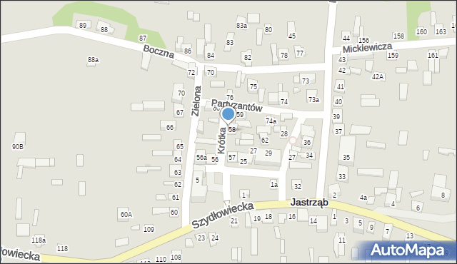 Jastrząb, Krótka, 58a, mapa Jastrząb