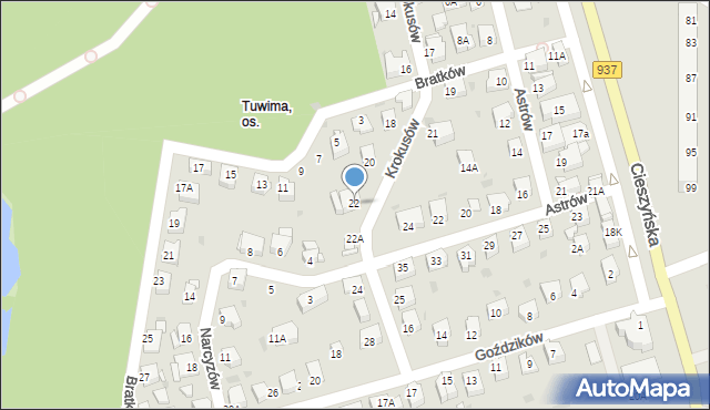 Jastrzębie-Zdrój, Krokusów, 22, mapa Jastrzębie-Zdrój