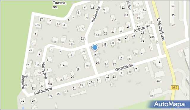 Jastrzębie-Zdrój, Krokusów, 25, mapa Jastrzębie-Zdrój