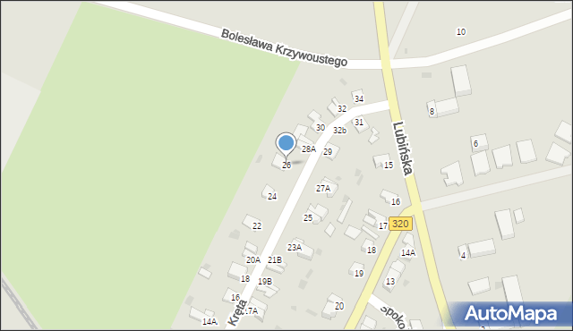 Jawor, Kręta, 26, mapa Jawor