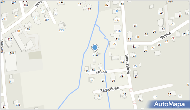 Jaworze, Krótka, 214, mapa Jaworze