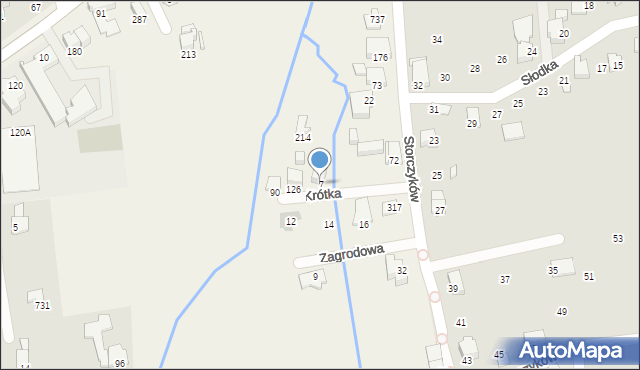 Jaworze, Krótka, 7, mapa Jaworze