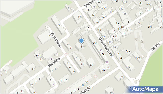 Jaworzno, Krasickiego Ignacego, bp., 5, mapa Jaworzno