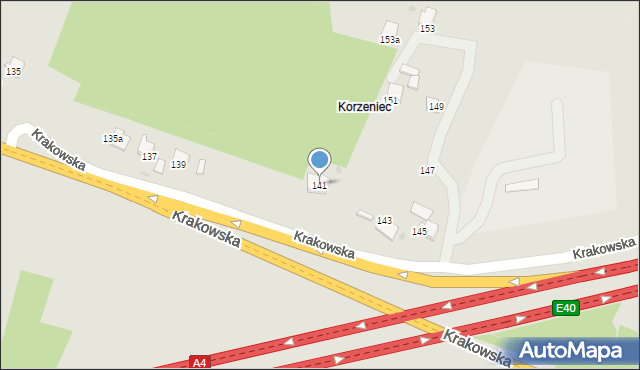 Jaworzno, Krakowska, 141, mapa Jaworzno