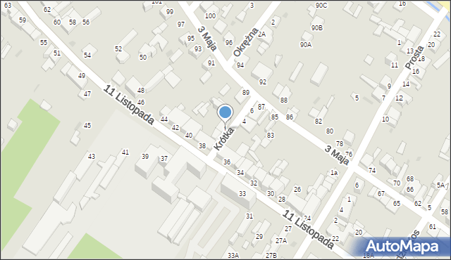 Jędrzejów, Krótka, 1, mapa Jędrzejów