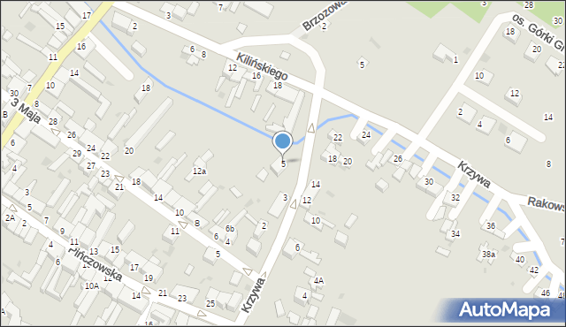 Jędrzejów, Krzywa, 5, mapa Jędrzejów