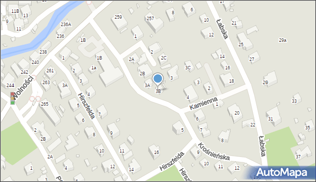 Jelenia Góra, Krośnieńska, 3B, mapa Jelenia Góra