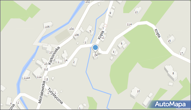 Jelenia Góra, Kręta, 2A, mapa Jelenia Góra