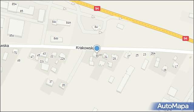 Jerzmanowice, Krakowska, 33, mapa Jerzmanowice