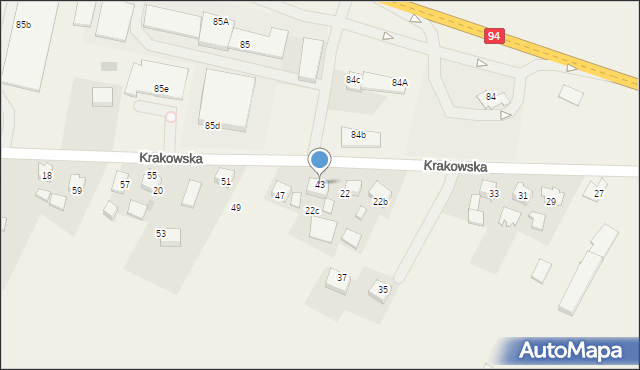 Jerzmanowice, Krakowska, 43, mapa Jerzmanowice