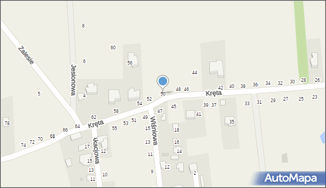 Jesionka, Kręta, 50, mapa Jesionka