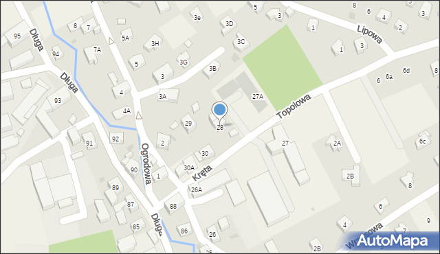 Jeżów Sudecki, Kręta, 28, mapa Jeżów Sudecki