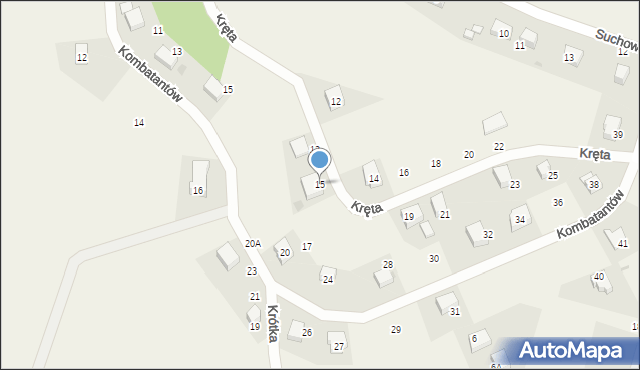 Jordanów Śląski, Kręta, 15, mapa Jordanów Śląski